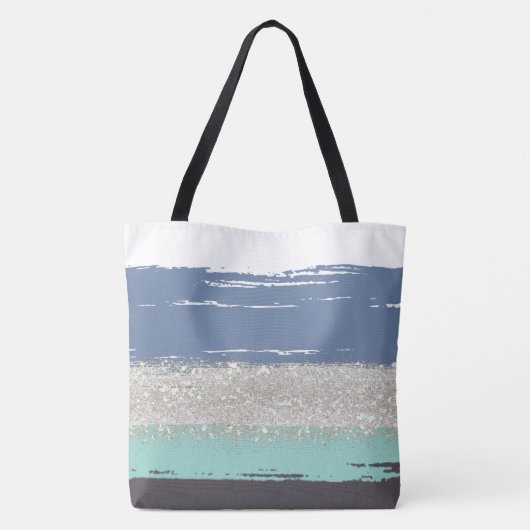 Waterverf Blauwe Canvas tas (Achterkant)