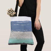 Waterverf Blauwe Canvas tas (Dichtbij)