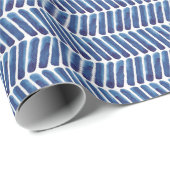 Waterverf Blauwe Chevron. Marine zigzagpatroon Cadeaupapier (Rol Hoek)