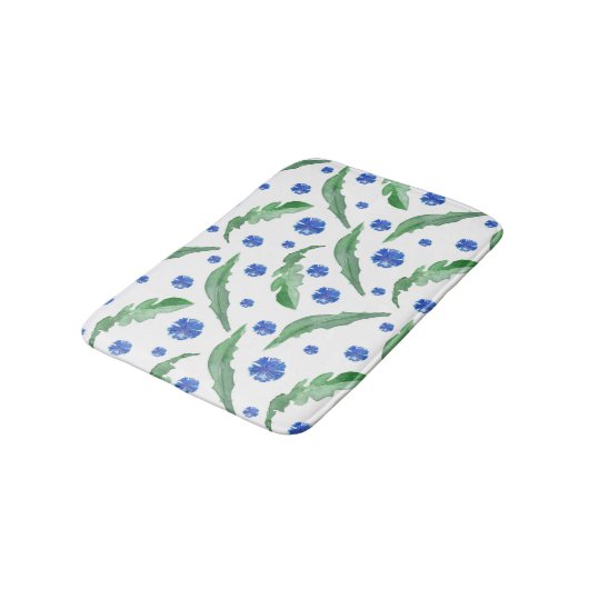 Waterverf Blauwe cornbloemen Badmat (Gekanteld)