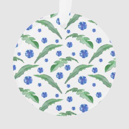 Waterverf Blauwe cornbloemen Ornament (voorkant)