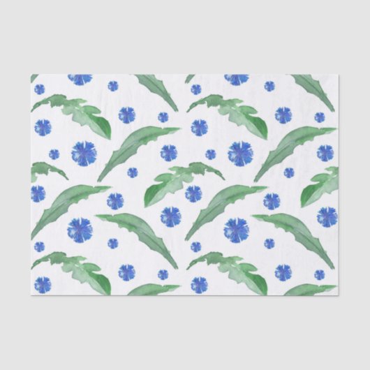 Waterverf Blauwe cornbloemen Tissuepapier (Voorkant)