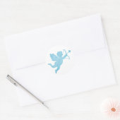 Waterverf Blauwe Cupido Silhouet Ronde Sticker (Envelop)