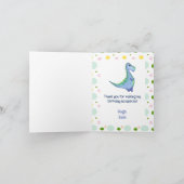 Waterverf Blauwe Dinosaurus Jongens Verjaardagsfee Bedankkaart (Binnen)
