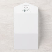 Waterverf blauwe distel eucalyptus bruiloft all in one uitnodiging (Buitenkant)