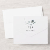 Waterverf blauwe distel eucalyptus bruiloft all in one uitnodiging (Achterkant)