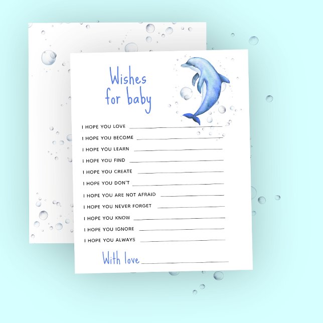 Waterverf Blauwe Dolfijn - Gebed voor baby (Creator heeft geüpload)