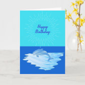 Waterverf blauwe dolfijn Happy Birthday Kaart (Gele Bloem)