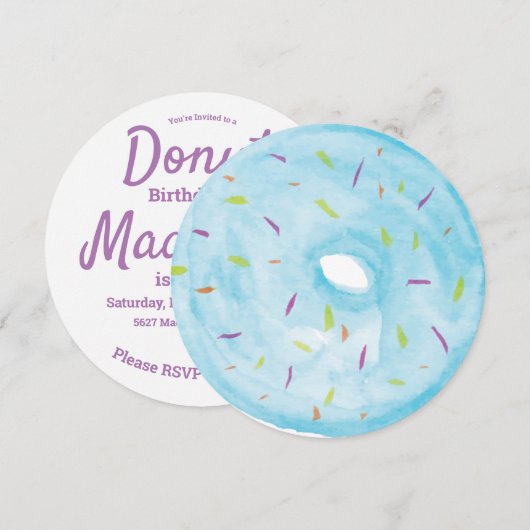 Waterverf Blauwe Donut Strooimix Rond Kaart (Voorkant / Achterkant)