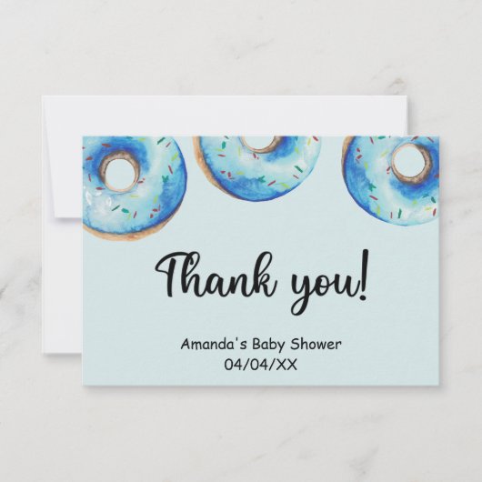 Waterverf blauwe donuts bedankkaart (Voorkant)