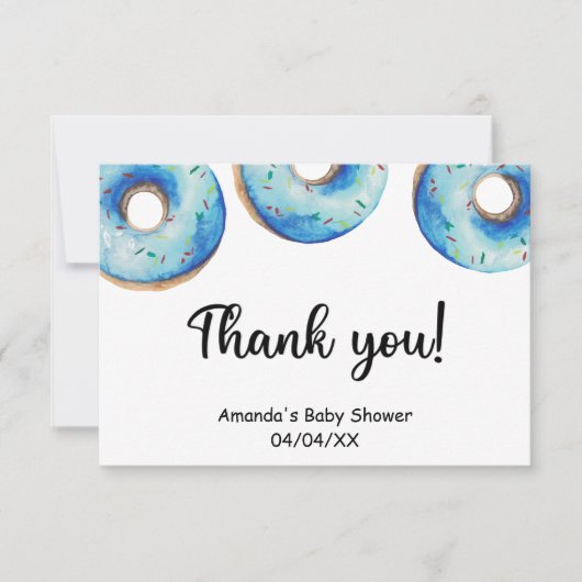 Waterverf blauwe donuts bedankkaart (Voorkant)