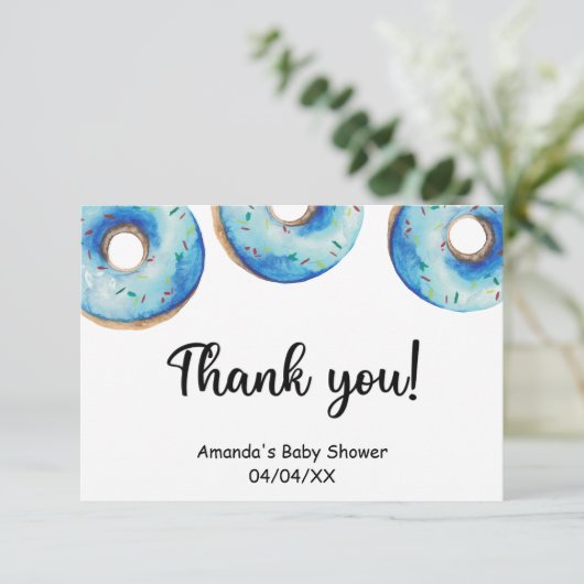 Waterverf blauwe donuts dank je creditcard bedankkaart (Staand voorkant)