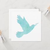 Waterverf Blauwe Dove Kaart (Voorkant / Achterkant in situ)