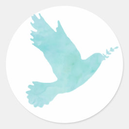 Waterverf Blauwe Dove Ronde Sticker
