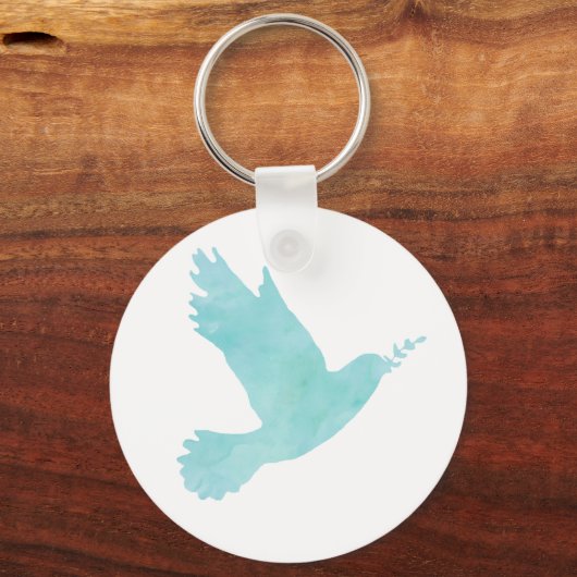 Waterverf Blauwe Dove Sleutelhanger (Voorkant)