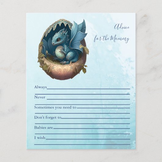 Waterverf blauwe draak Baby shower (Voorkant)