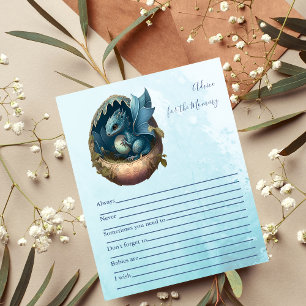 Waterverf blauwe draak Baby shower