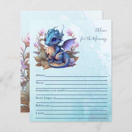 Waterverf blauwe draak Baby shower (Voorkant / Achterkant)