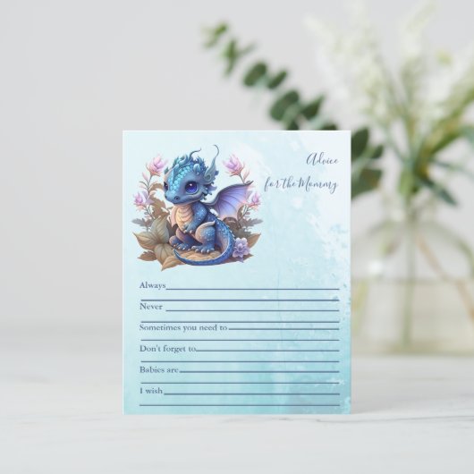 Waterverf blauwe draak Baby shower (Staand voorkant)