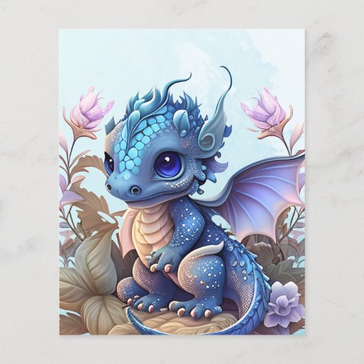 Waterverf blauwe draak Baby shower (Achterkant)