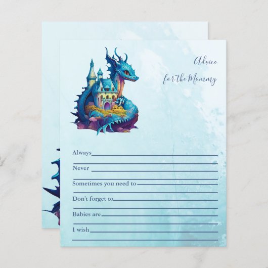 Waterverf blauwe draak Baby shower (Voorkant / Achterkant)