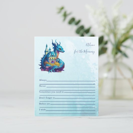 Waterverf blauwe draak Baby shower (Staand voorkant)