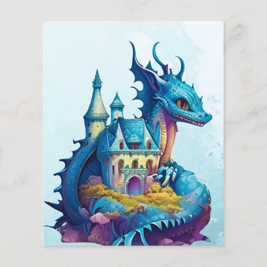 Waterverf blauwe draak Baby shower (Achterkant)