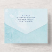 Waterverf blauwe draak Baby shower All In One Uitnodiging (Achterkant)