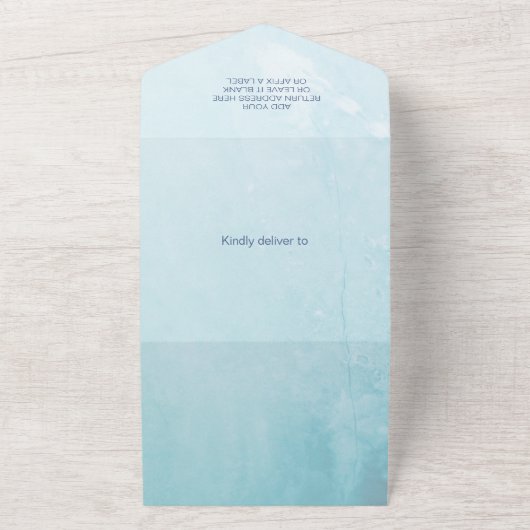 Waterverf blauwe draak Baby shower All In One Uitnodiging (Buitenkant)