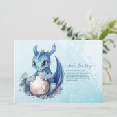 Waterverf blauwe draak Baby shower Kaart (Staand voorkant)