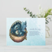 Waterverf blauwe draak Baby shower Kaart (Staand voorkant)