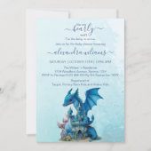 Waterverf blauwe draak Baby shower Kaart (Voorkant)