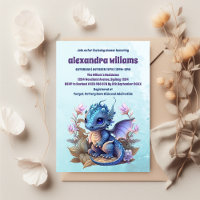 Waterverf blauwe draak Baby shower