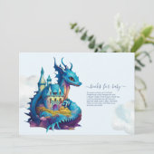 Waterverf blauwe draak Baby shower Kaart (Staand voorkant)