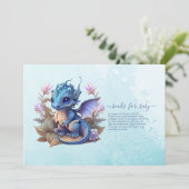 Waterverf blauwe draak Baby shower Kaart (Staand voorkant)