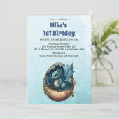 Waterverf blauwe draak Baby shower Kaart (Staand voorkant)