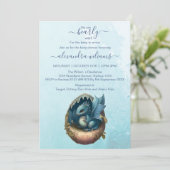 Waterverf blauwe draak Baby shower Kaart (Staand voorkant)