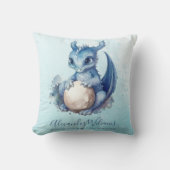 Waterverf blauwe draak Baby shower Kussen (Voorkant)