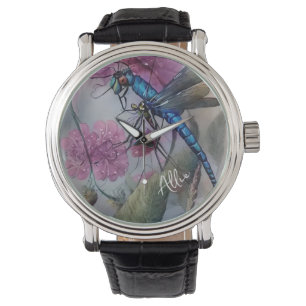 Waterverf Blauwe Dragonfly Horloge