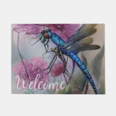 Waterverf Blauwe Dragonfly, personaliseren Deurmat (Voorkant)
