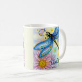 Waterverf Blauwe Dragonfly, personaliseren Koffiemok (Voorkant rechts)