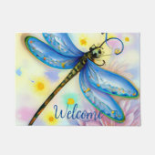 Waterverf Blauwe Dragonfly, Persoonlijk Doormat Deurmat (Voorkant)