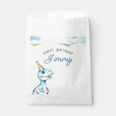 Waterverf Blauwe Drie Rex Dinosaurus Verjaardag Bedankzakje (Voorkant)