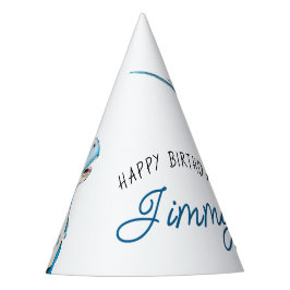 Waterverf Blauwe Drie Rex Dinosaurus Verjaardag Feesthoedjes