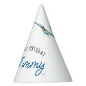 Waterverf Blauwe Drie Rex Dinosaurus Verjaardag Feesthoedjes (Rechts)