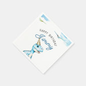 Waterverf Blauwe Drie Rex Dinosaurus Verjaardag Servet (Hoek)