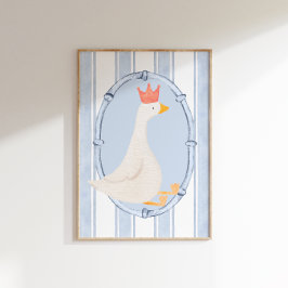 Waterverf Blauwe Dwaas Gans Nursery Print