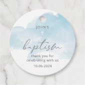 Waterverf blauwe elegante jongen baptisme bedankjes labels (Voorkant)