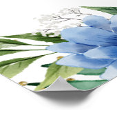 Waterverf Blauwe en Gele Bloemen Bruiloft Welkom Poster (Hoek)