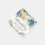 Waterverf Blauwe en Gele Bloemen Verjaardag Servet (Hoek)